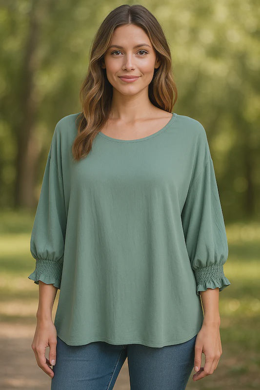 Shirred Sleeve Airflow Blouse