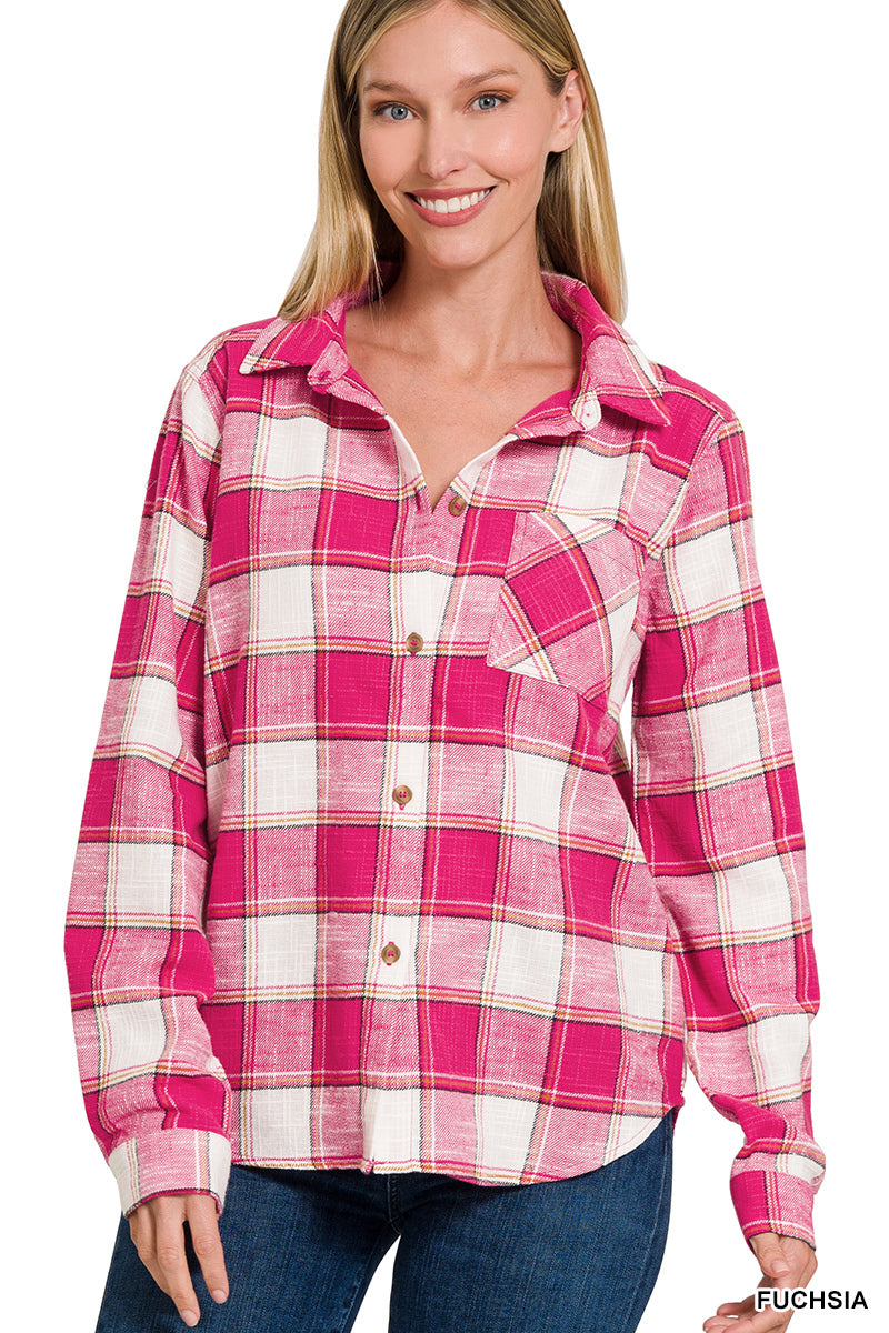 Cotton Plaid Lightweight Shacket