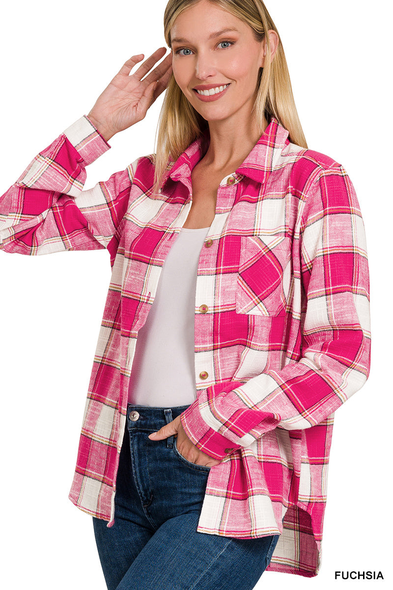 Cotton Plaid Lightweight Shacket