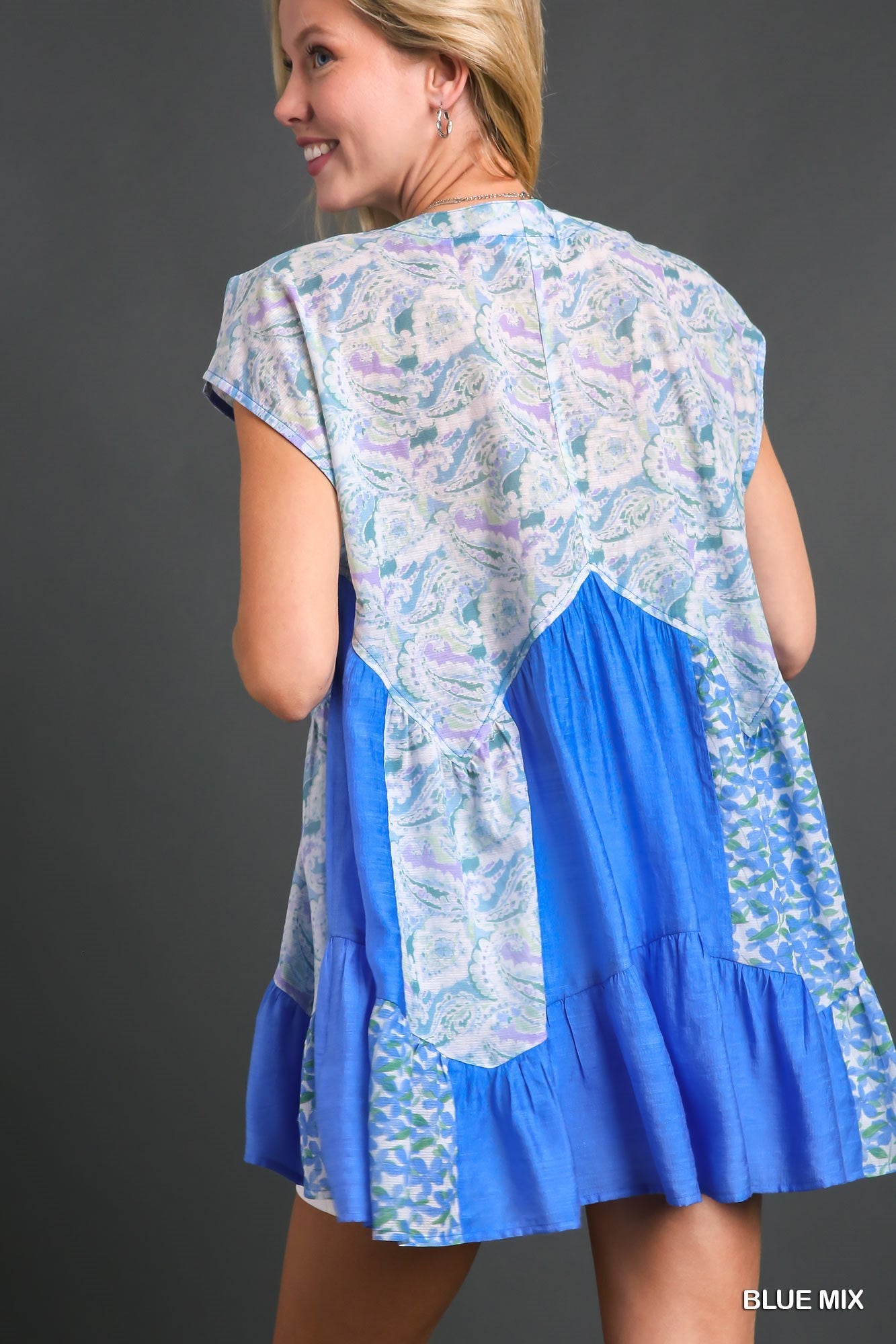 Blue Floral Mix Print Blouse
