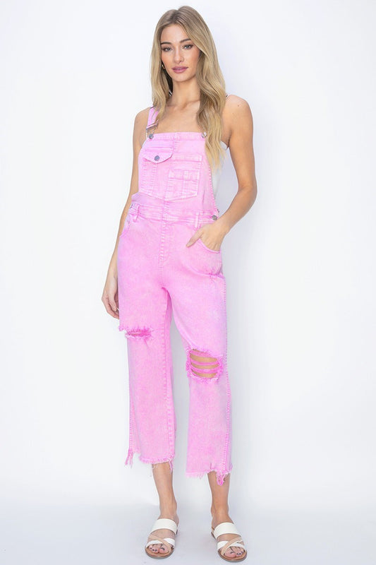 Distressed Straight Cut Overalls