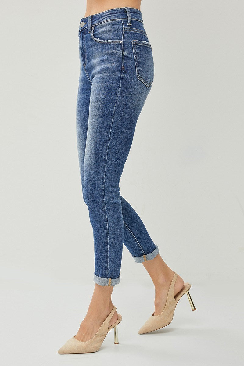 High Rise Roll Up Relaxed Skinny Jean