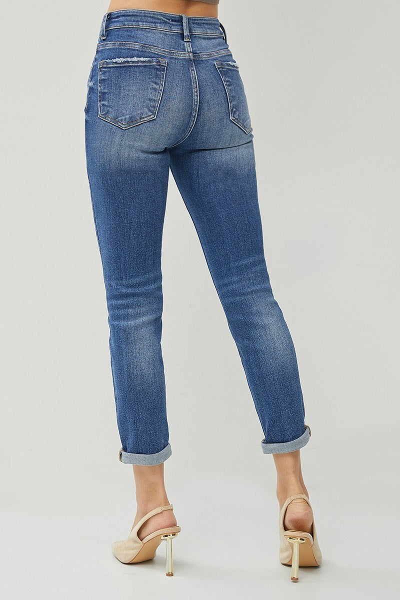 High Rise Roll Up Relaxed Skinny Jean