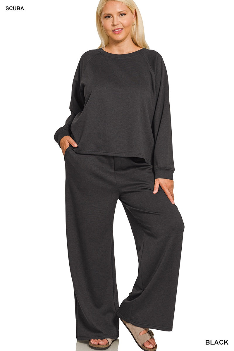 Plus Scuba Crewneck Pullover & Pant Set