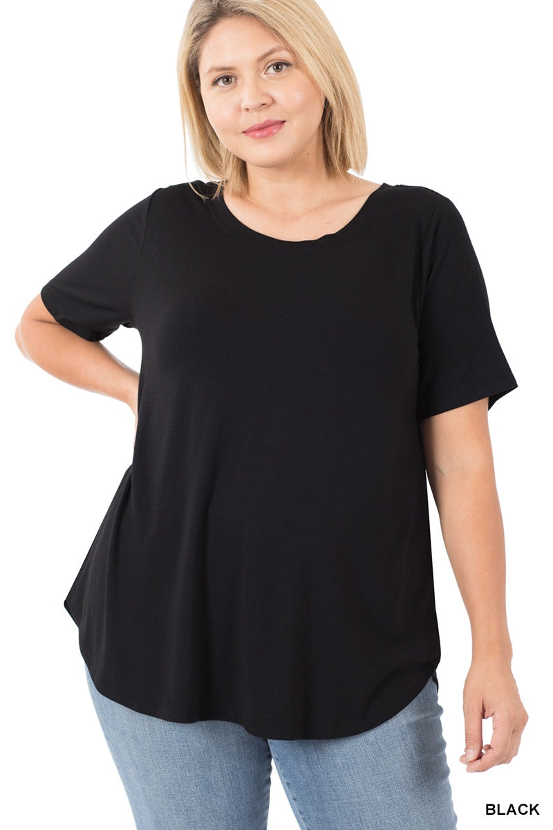 Short Sleeve Round Hem Top