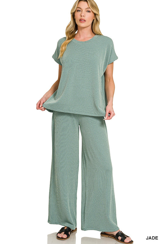 Raised Rib Relaxed Top & Pant Set
