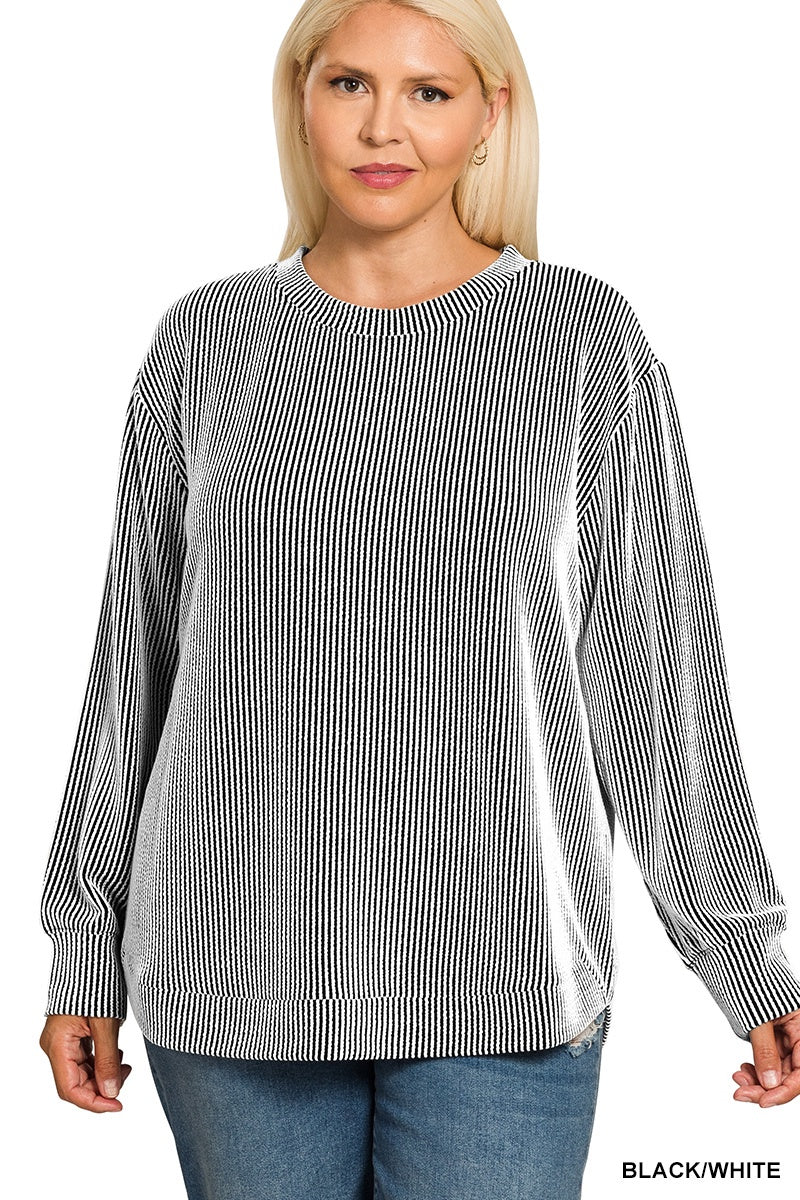 Raised Rib Long Sleeve Top
