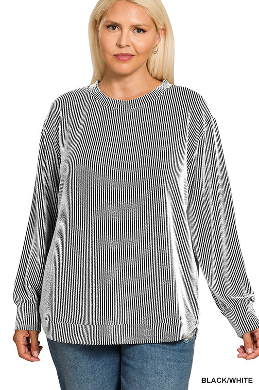 Raised Rib Long Sleeve Top
