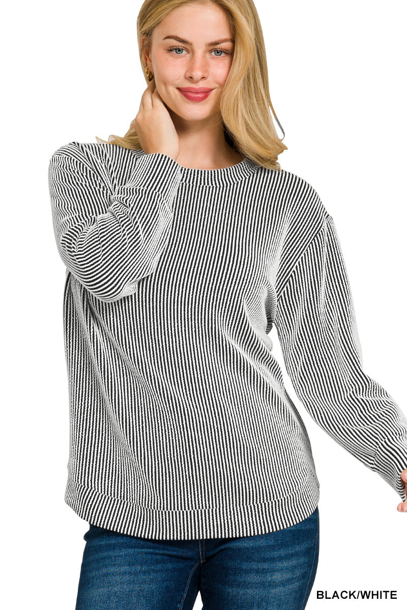Raised Rib Long Sleeve Top