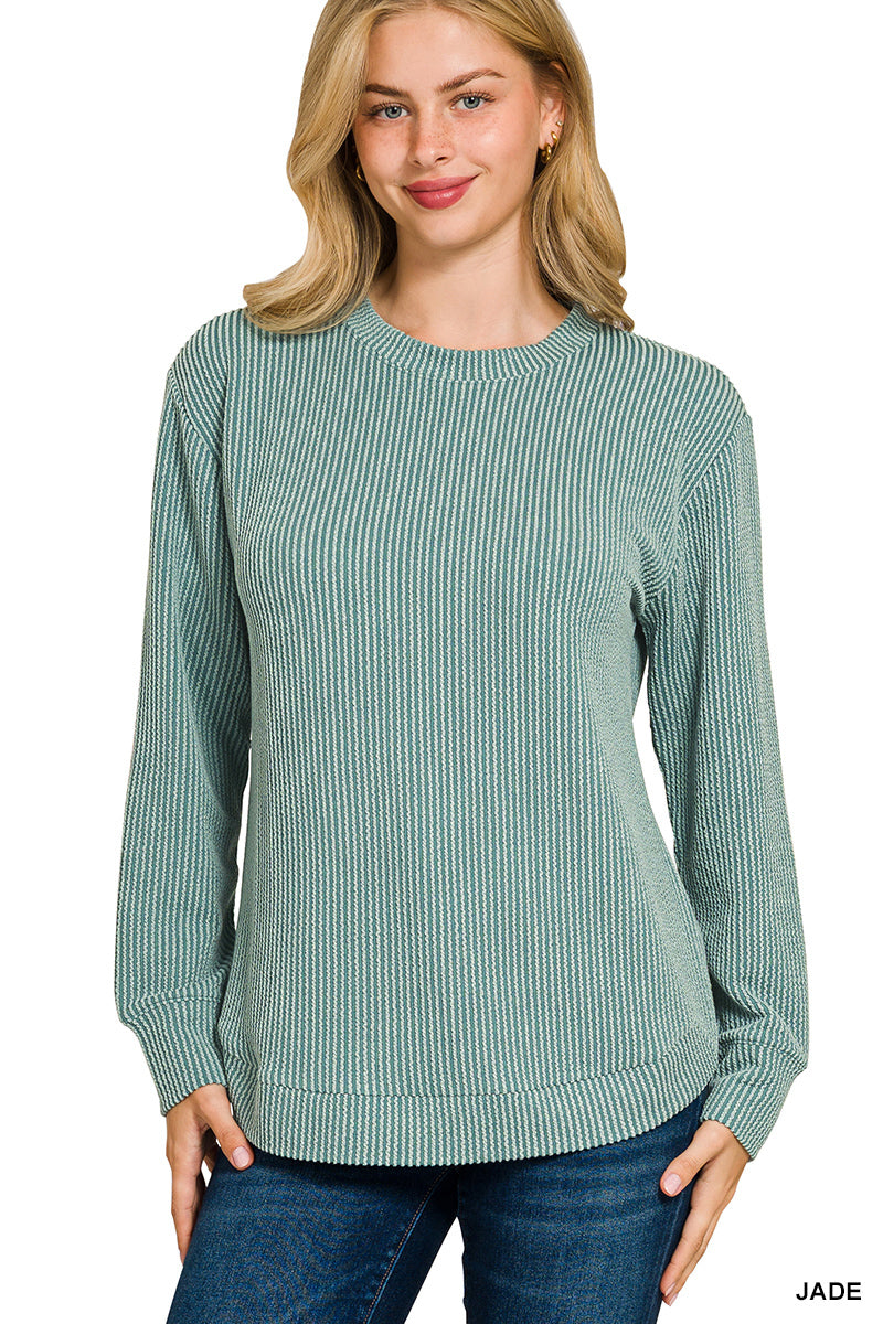 Raised Rib Long Sleeve Top