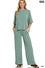 Plus Raised Rib Short Sleeve Tee & Pant Set
