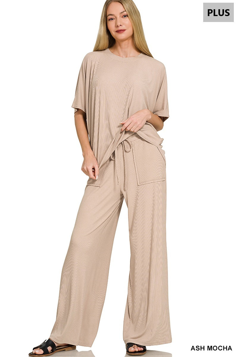 Ribbed Rayon Top & Pant Set