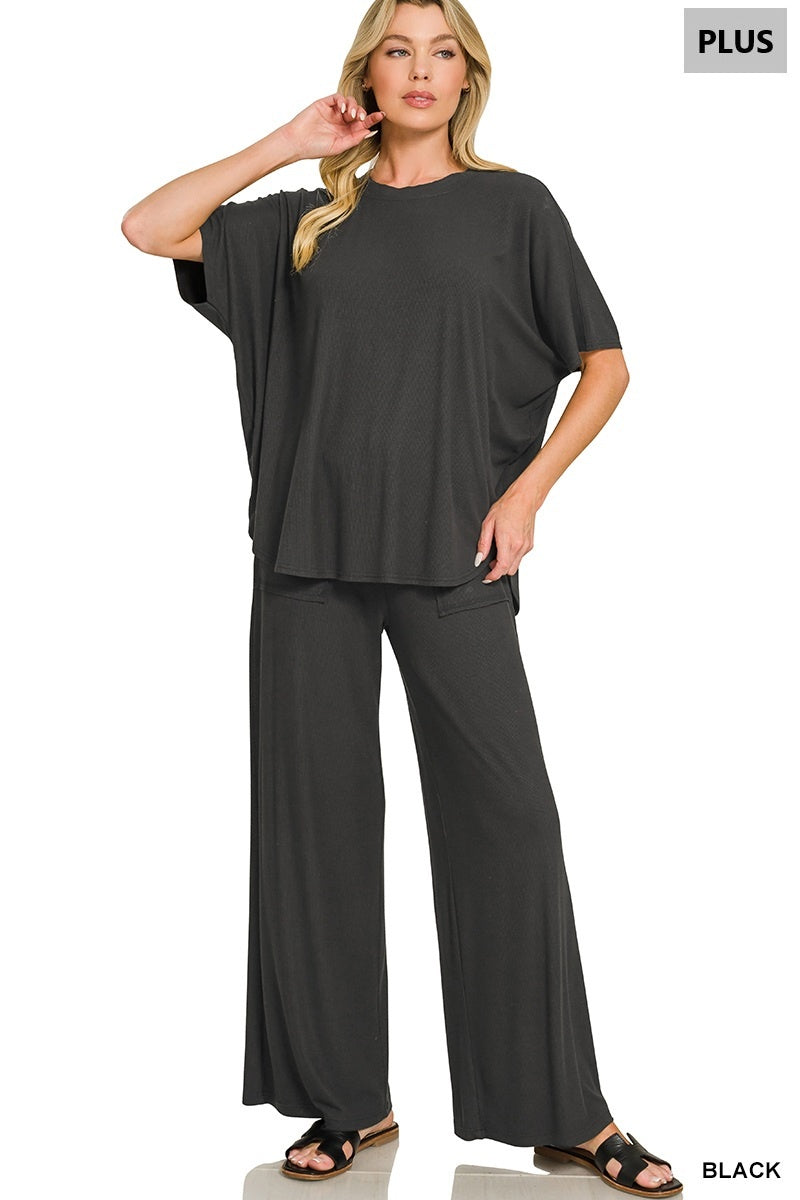Ribbed Rayon Top & Pant Set