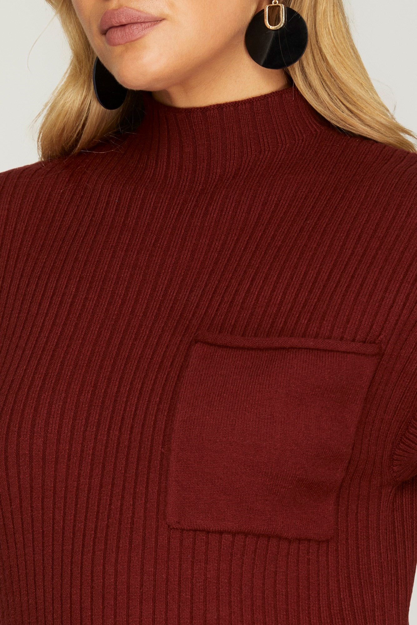 Drop Shoulder Mock Neck Sweater Dress