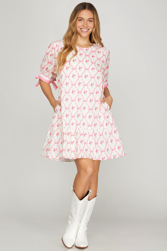Bow Sleeve Mini Dress