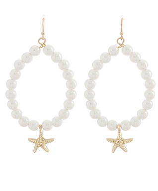 Pearl Starfish Charm Earrings
