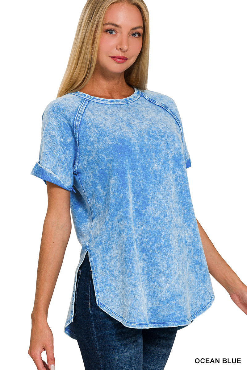 Terry Cloth Acid Wash T Shirt