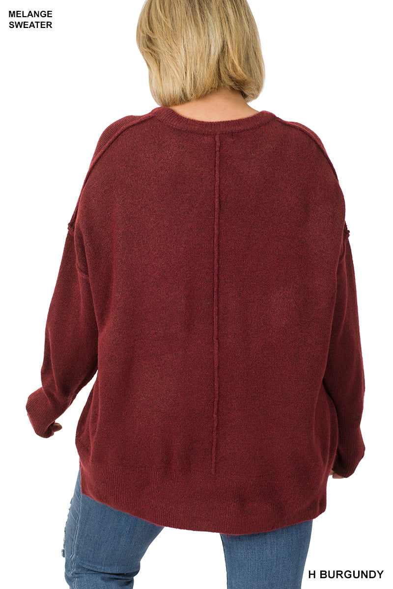 Hi-Low Hem Pocket Oversized Sweater