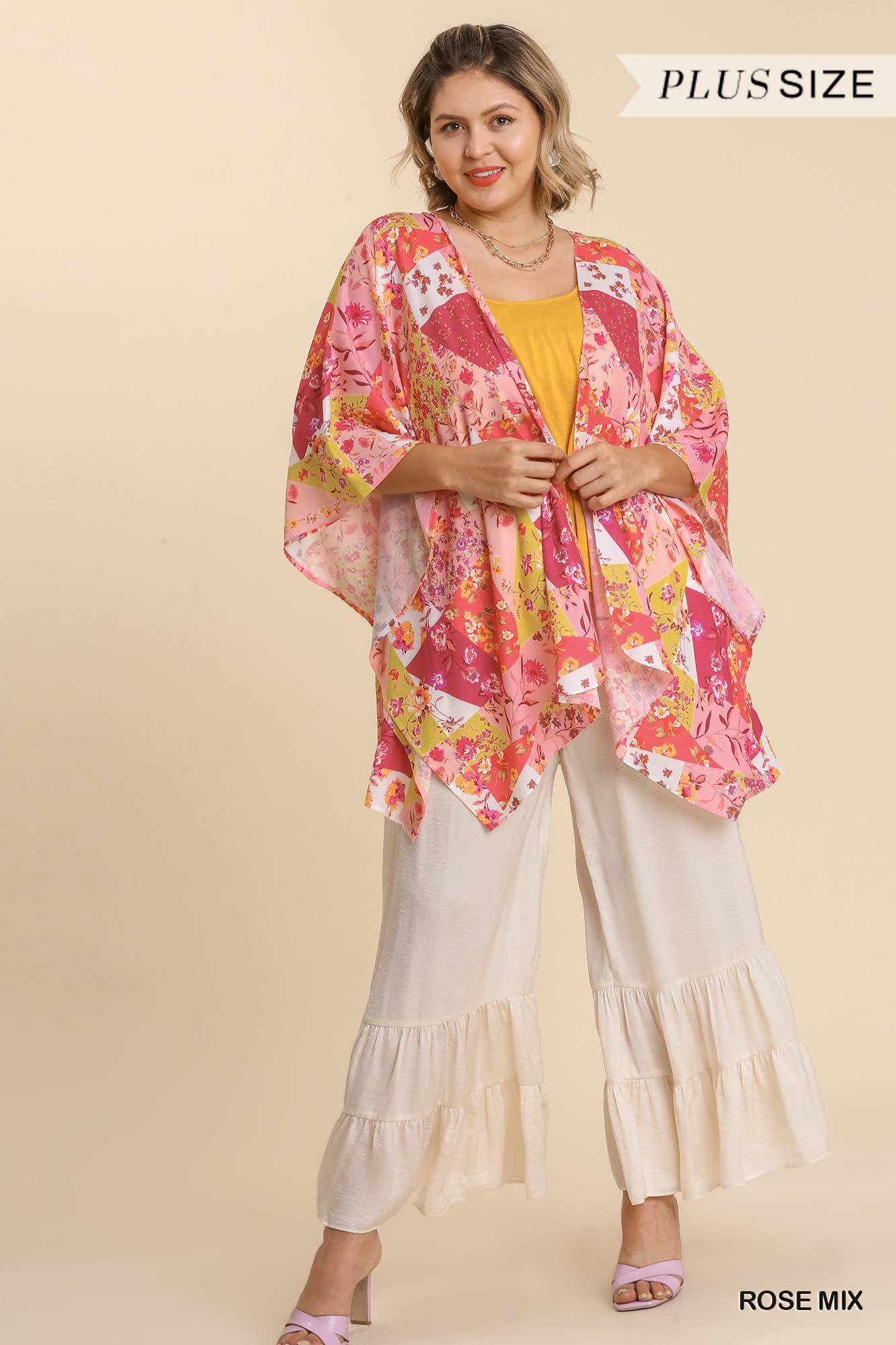 Patchwork Floral Print Kimono