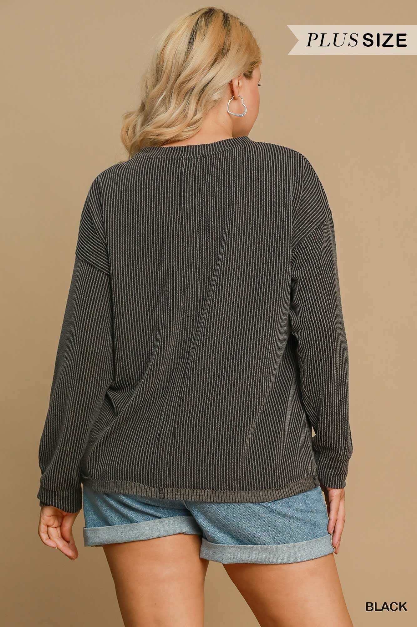 Textured Knit Long Sleeve Top