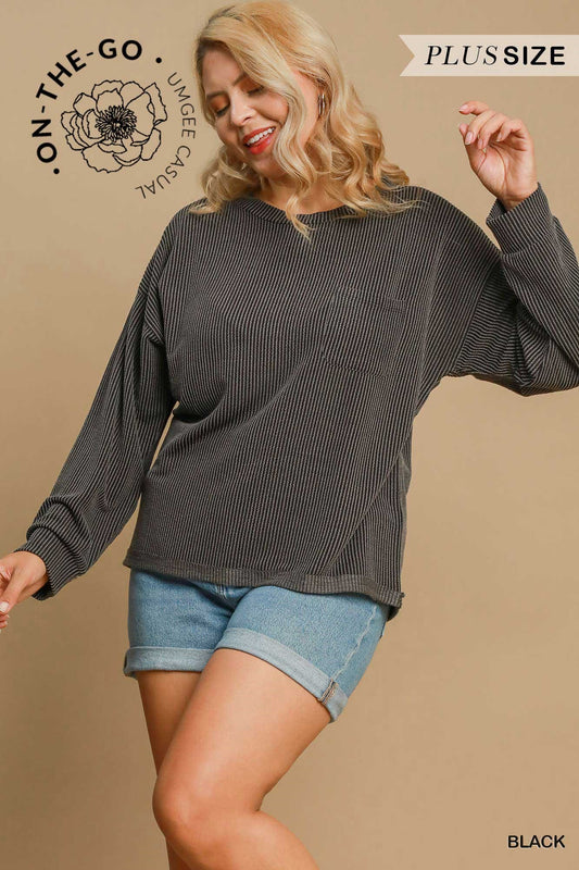 Textured Knit Long Sleeve Top