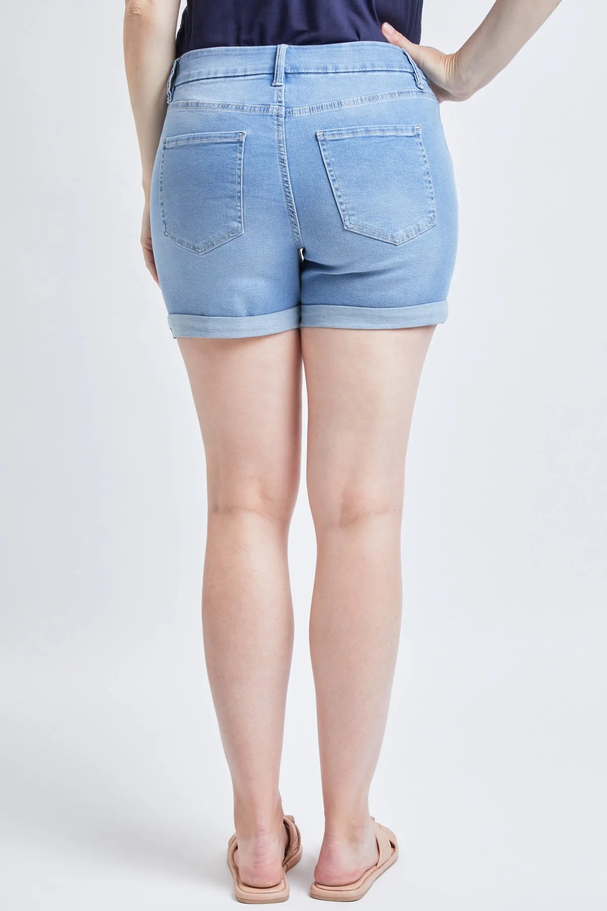 High Rise Ripped Cuffed Shorts