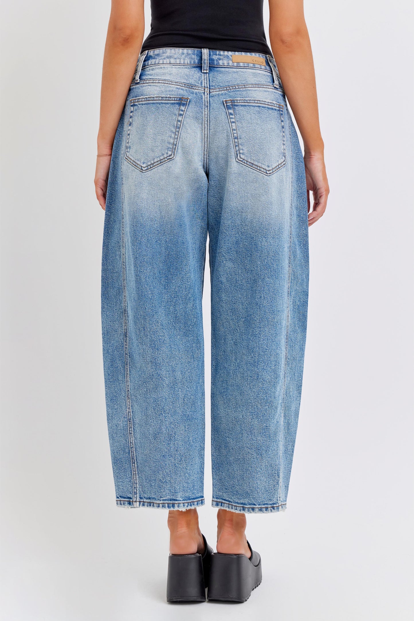 Mid-Waist Barrel Leg Jeans