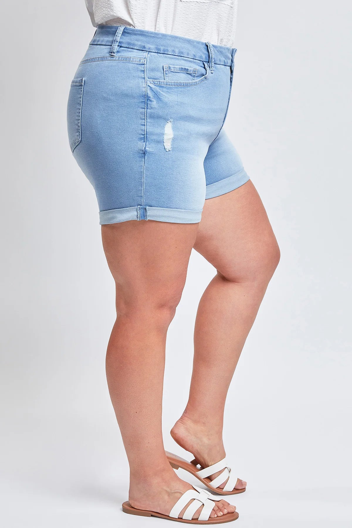 High Rise Ripped Cuffed Shorts