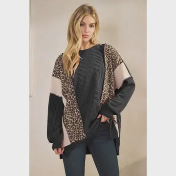 Long Sleeve Animal Colorblock