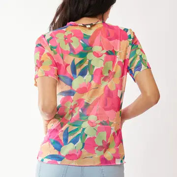 Flower Mesh Short sleeve top
