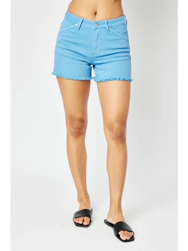 Garment Dyed Fray Hem Shorts