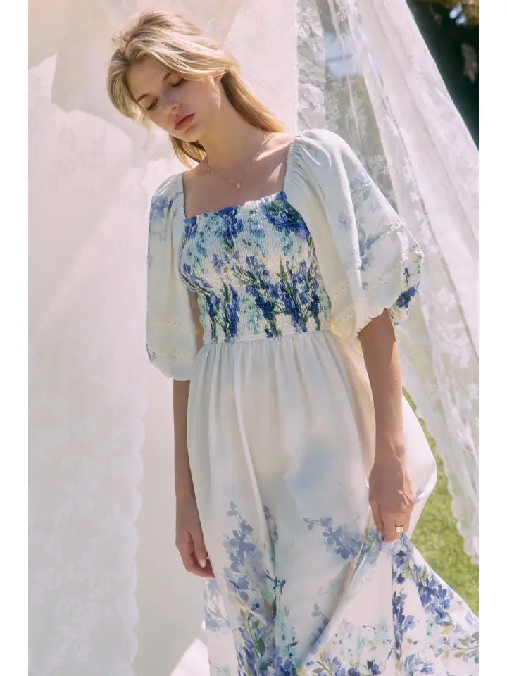 Floral Border Printed Maxi Dress