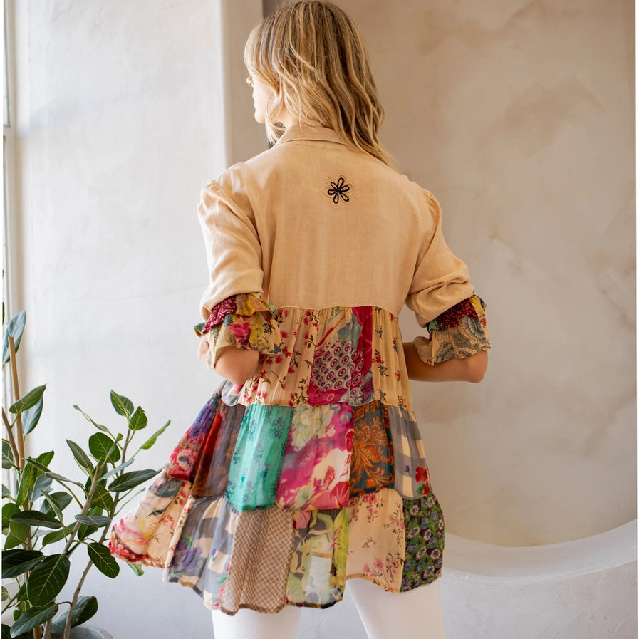 3/4 Ruffle Western Blouse