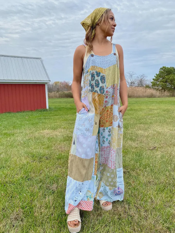 Patchwork Overalls in Rayon