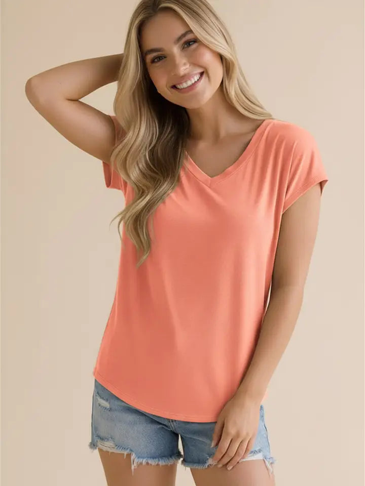 Peach V-Neck Top