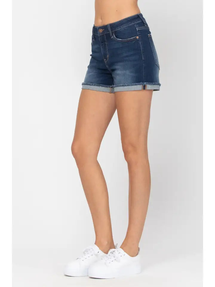 Mid Rise Cuffed Hem Short