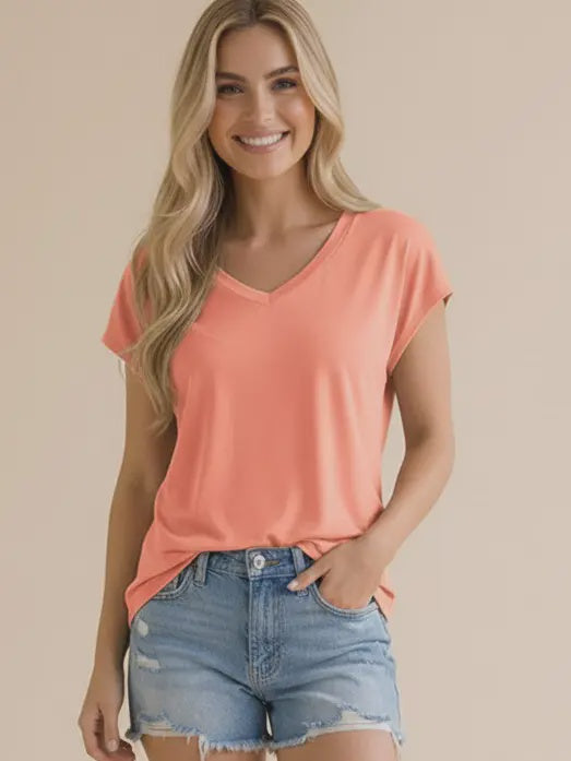 Peach V-Neck Top