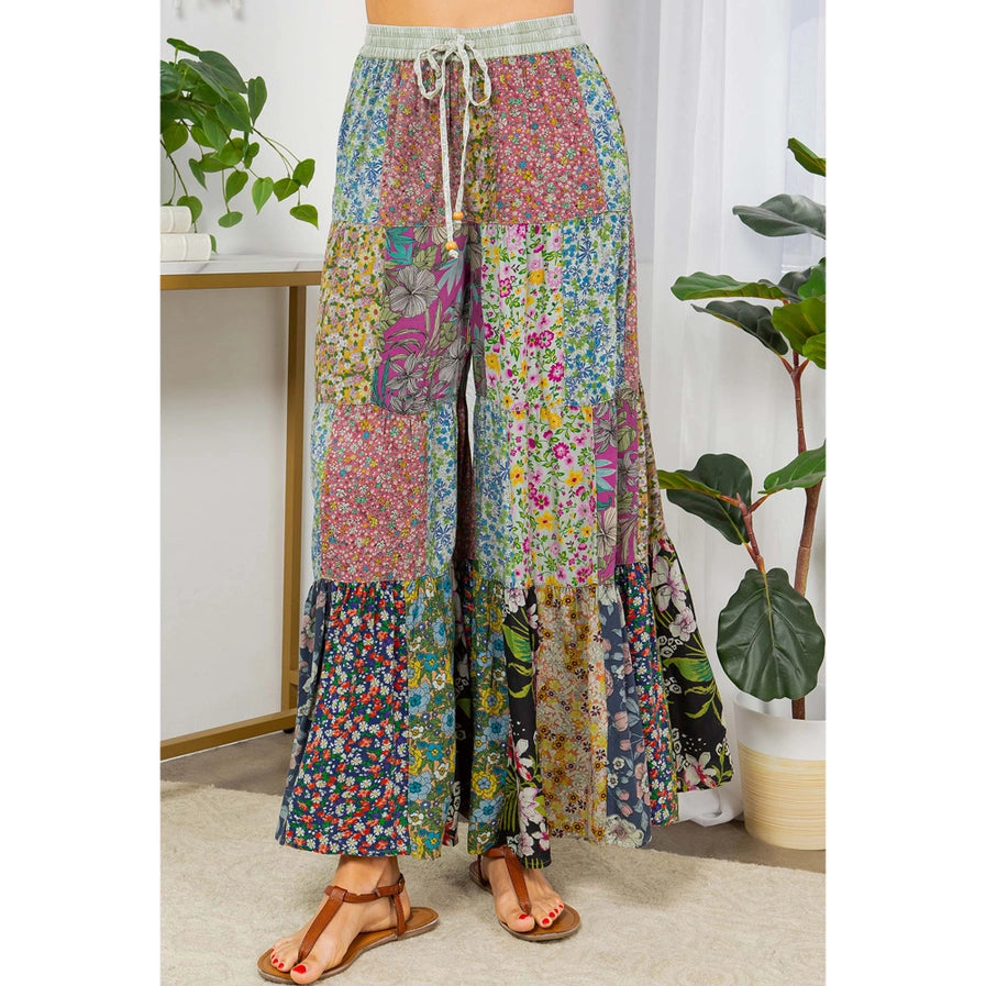 Printed patchwork Tier Pant