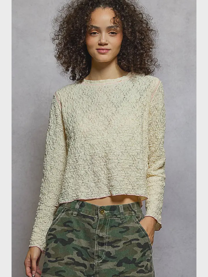 Lace Round Neck Long Sleeve