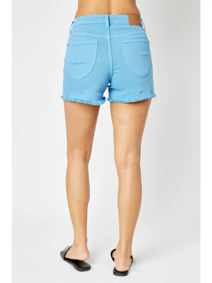 Garment Dyed Fray Hem Shorts
