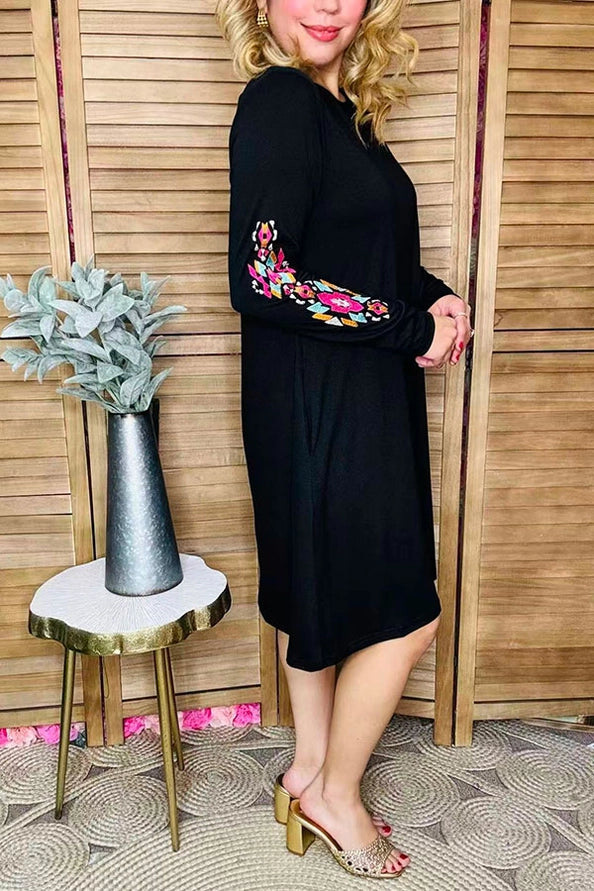Aztec Embroidery Sleeve Dress
