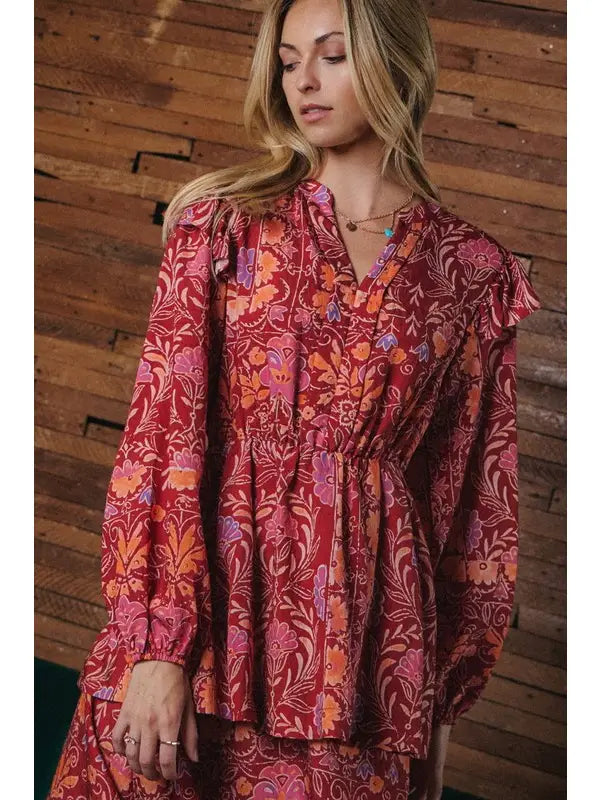 Floral Printed Long Sleeve Dress