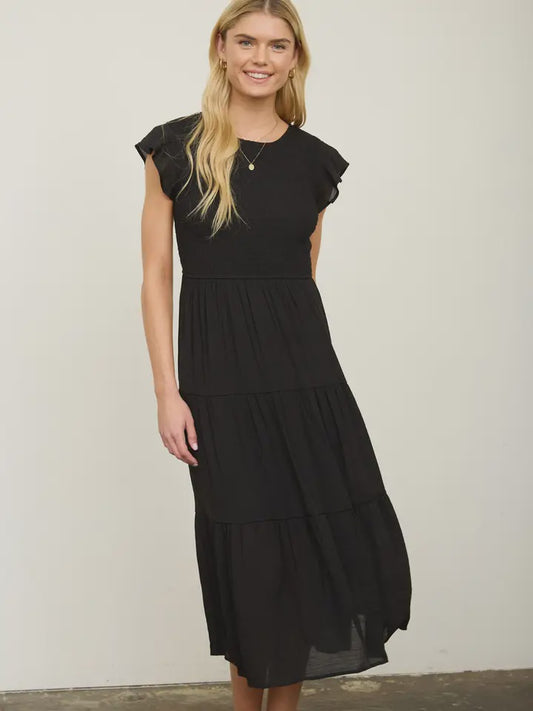 Flutter Sleeve Midi Dress