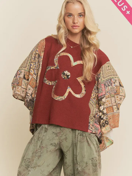 Boho Patchwork Knit plus top