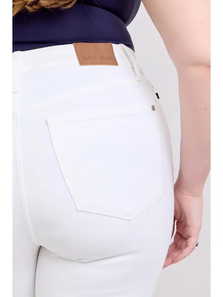 High Waisted Skinny White Plus