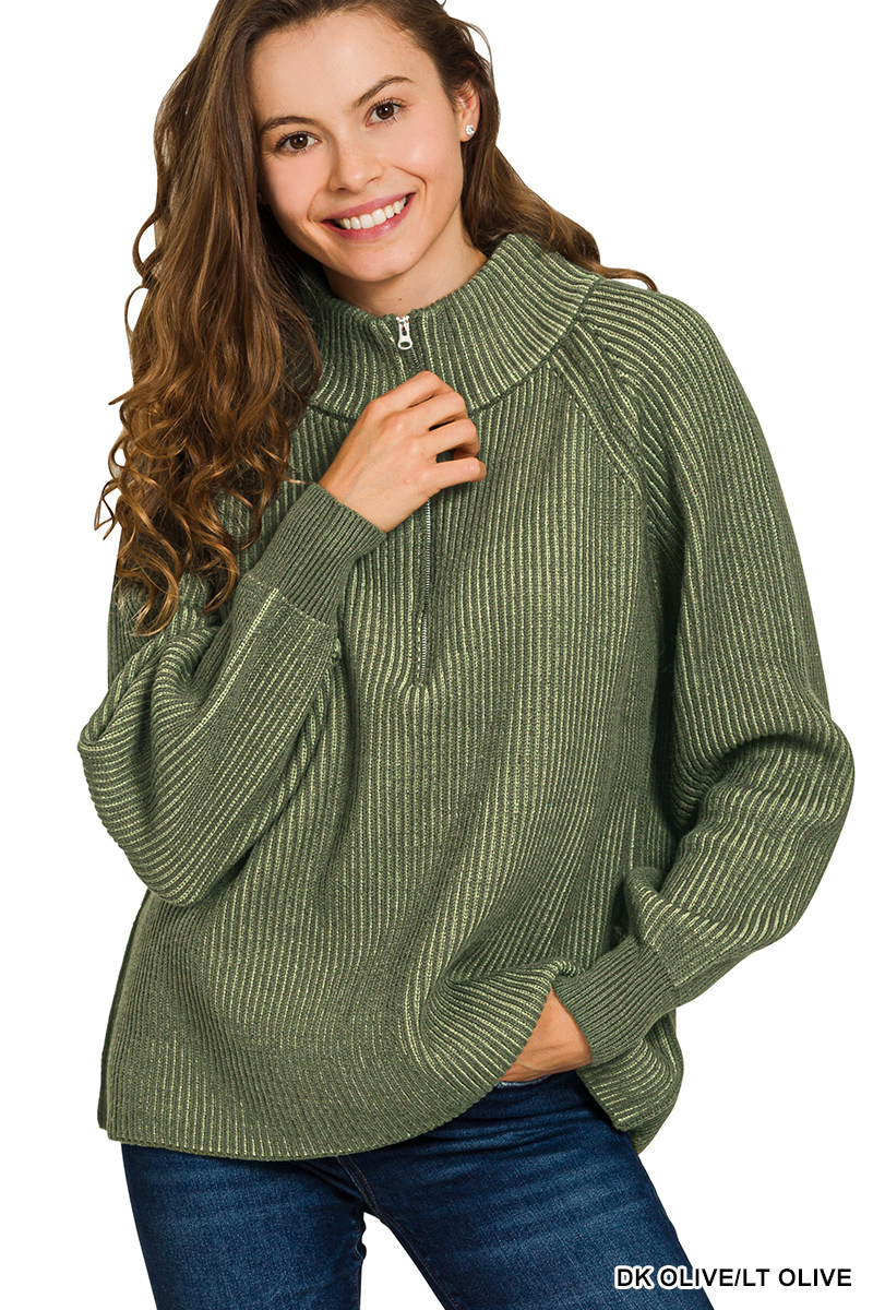 2-Tone Half Zip Sweater