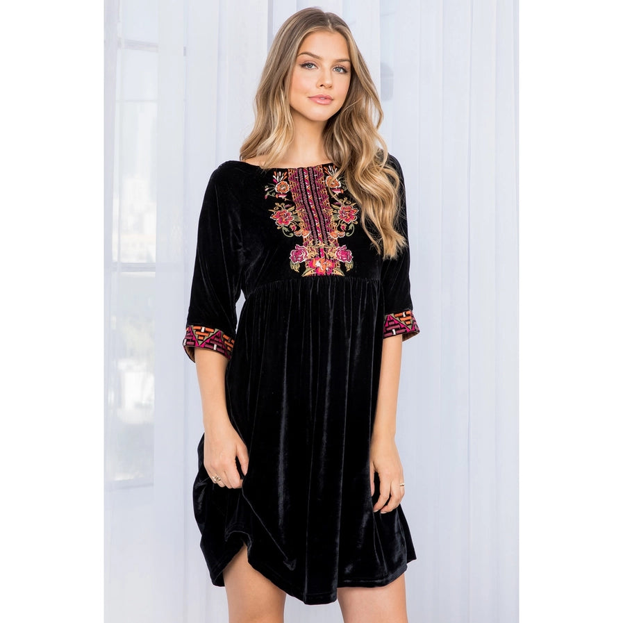 Velvet Embroidered Dress