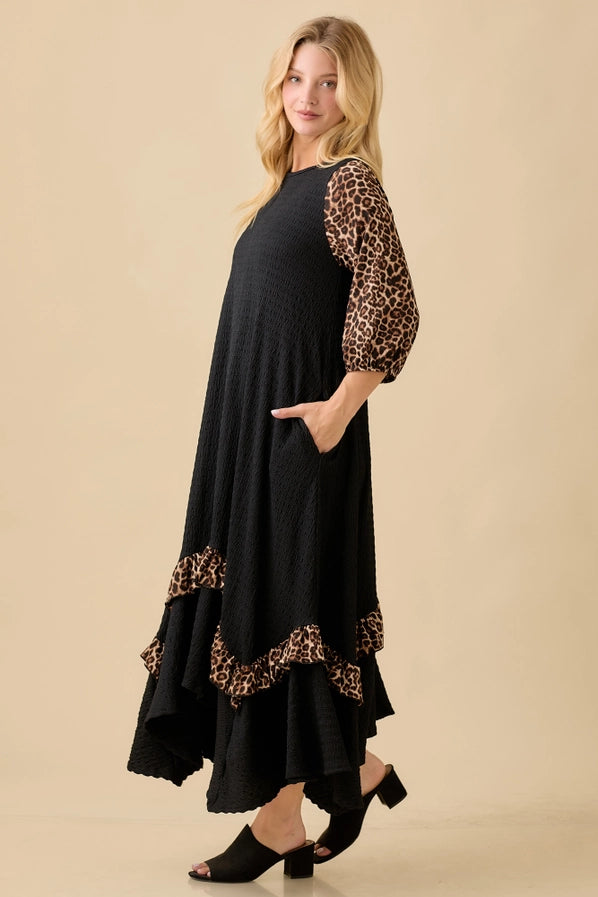 Hi-Low Animal Print Ruffle Dress