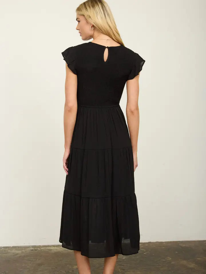 Flutter Sleeve Midi Dress