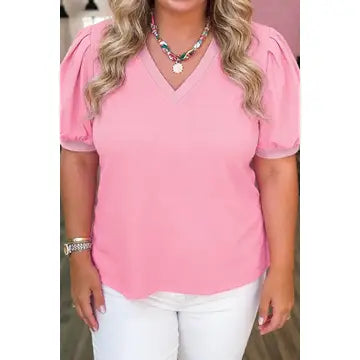 vneck Short Puff sleeve top
